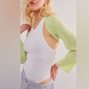 NWOT Free People Noelle Cashmere Shrug Lime Green Size Small